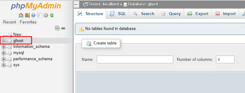 1275-1-created-ghost-database-in-phpmyadmin