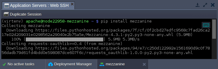 2638-1-mezzanine-web-ssh-session-pip-package-manager